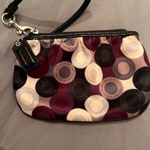 Coach Black and Purple Wristlet Clutch Geometric Design